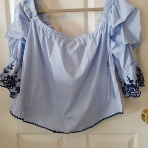 Haute Monde bardot sleeved top.